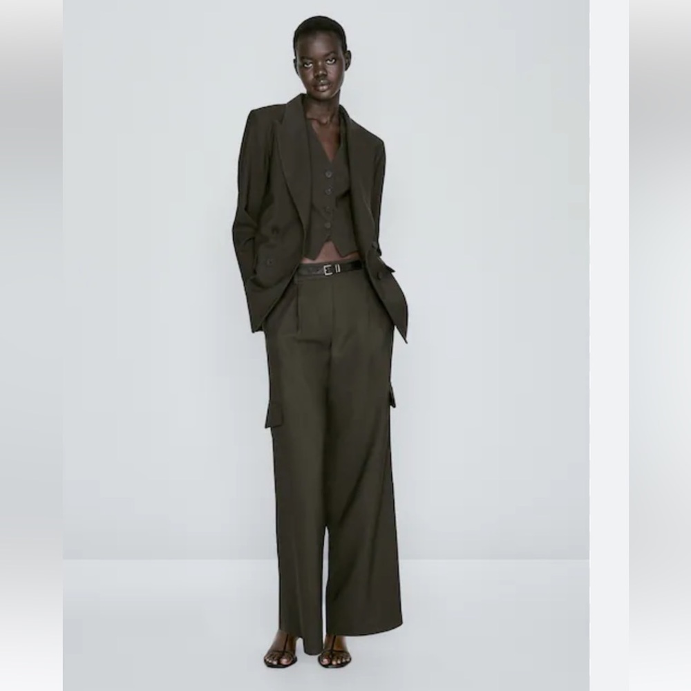 NWT Massimo Dutti Mock Double Breasted Suit Blazer - Picture 5 of 6